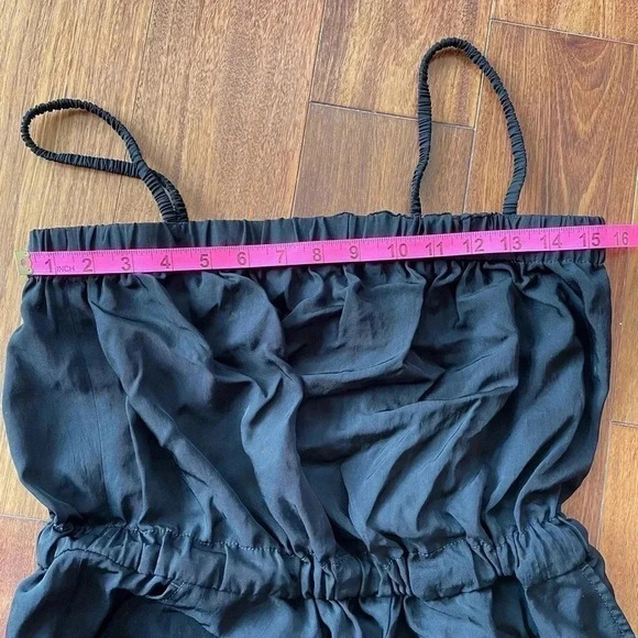 Everlane The Party of One Jumpsuit Black Elastic Sleeveless Romper Pocket Medium - Picture 12 of 13